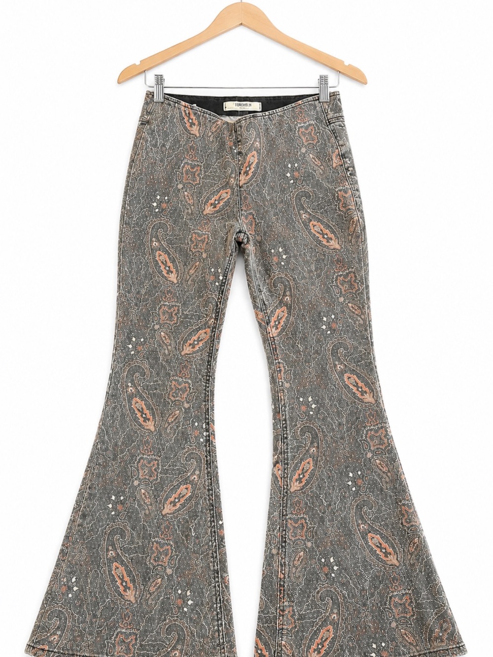 Rock & Roll Denim Paisley Print Bargain Bell Flares 29x34